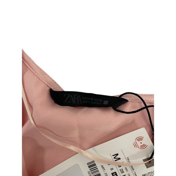 Zara Womens Midi Dress Pink Satin effect Size M Short Sleeve 2330/399 NWT - Picture 6 of 16